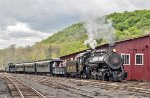 EBT 16 bringing the excursion train northbound through the yard and shop complex